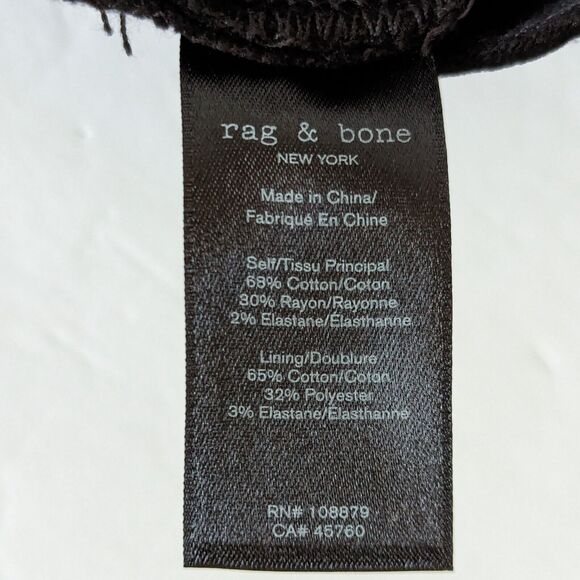 Rag & Bone Black Velvet Mid-Rise Skinny Jeans Size 24 READ - Picture 10 of 12